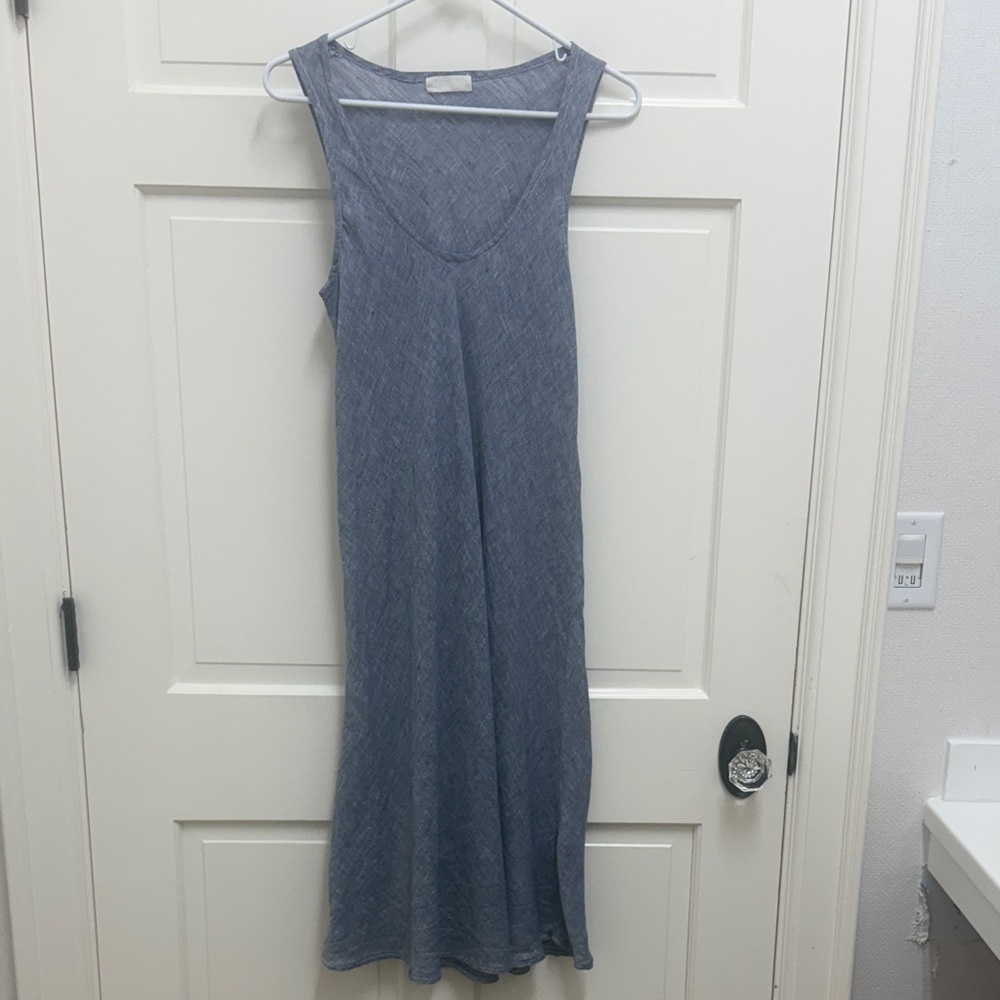 Sleeveless Midi Tank Dress in Heathered Blue